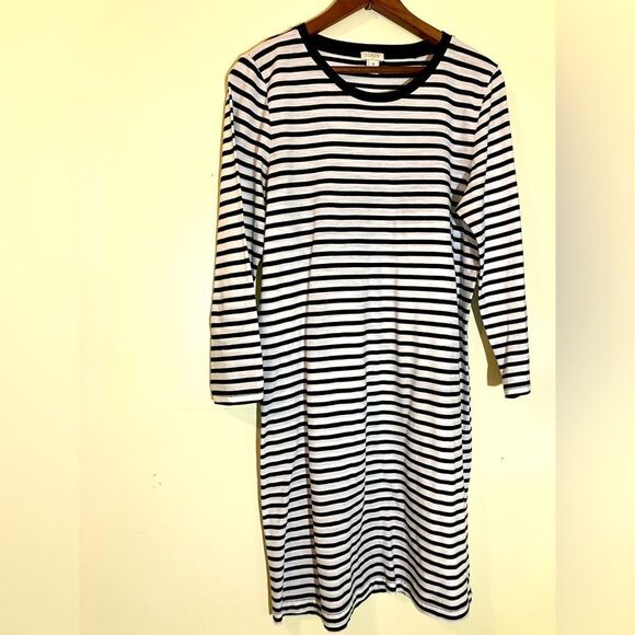 J. Crew Dresses & Skirts - J.Crew navy and white striped midi dress, excellent condition, size M